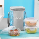 Larah Gracia Square Glass Lunchbox - Black