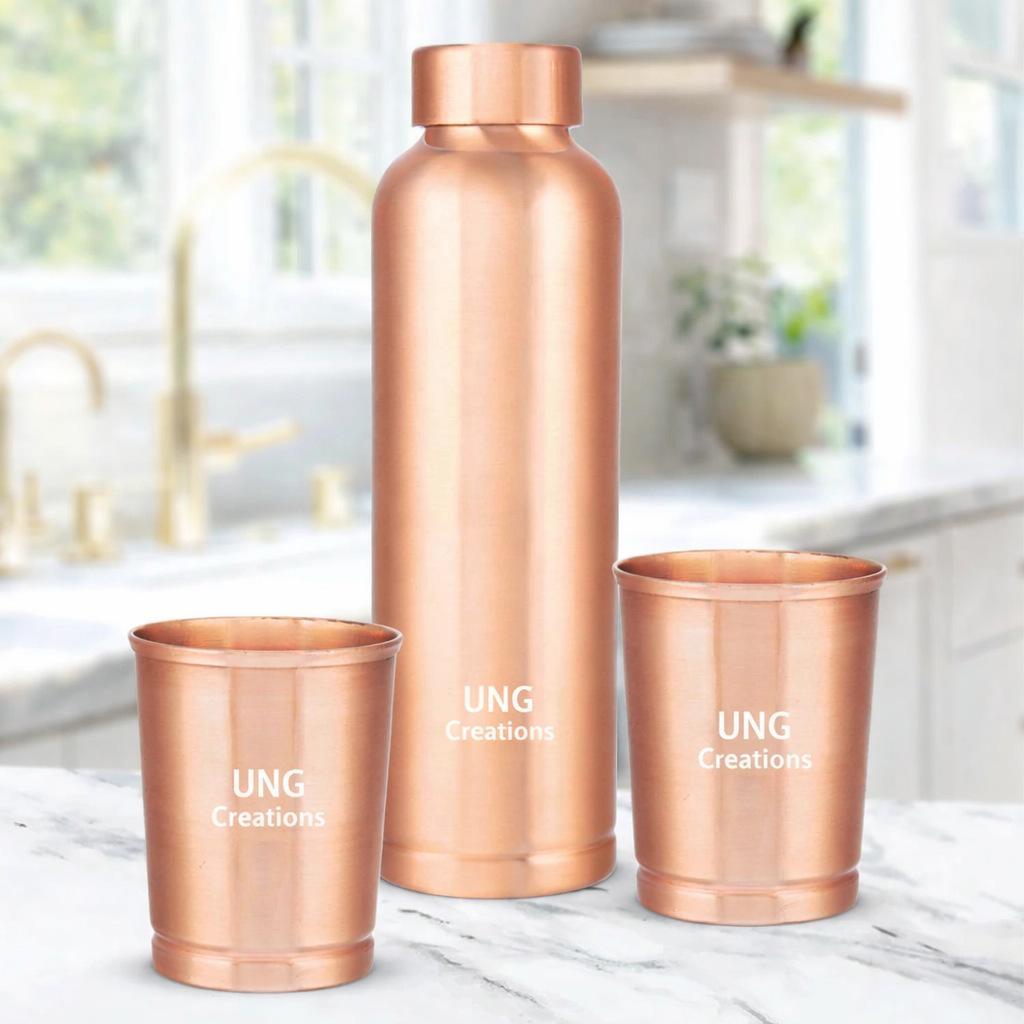 Eco Copper Bottle & Glass Set