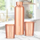 Eco Copper Bottle & Glass Set - Set of 3, 1L Bottle + 2 x 250ml Glasses